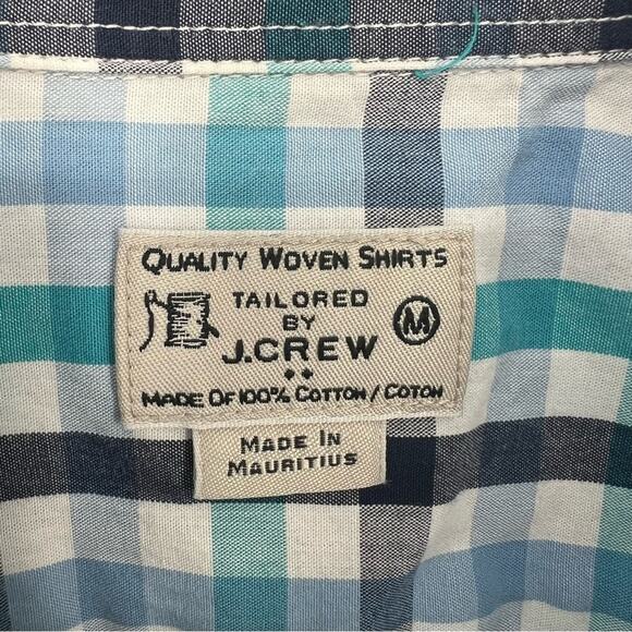 J. Crew Men’s Button Down Long Sleeve Shirt - Medium - Blue, White, Teal Plaid - Picture 3 of 3